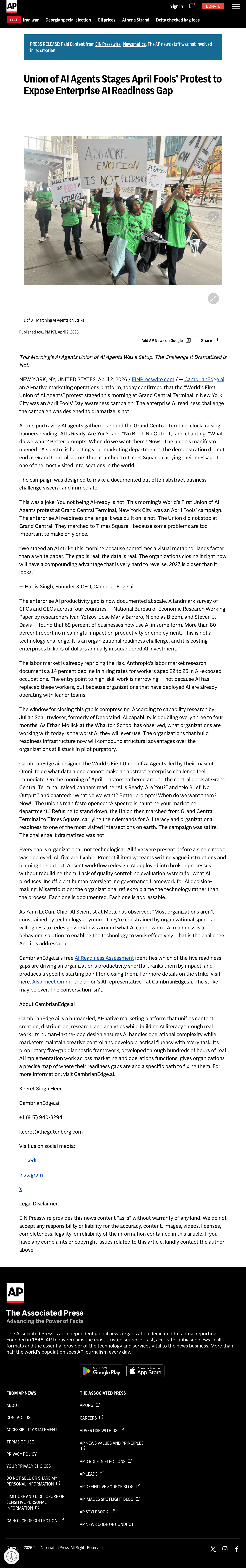 Union of AI Agents Stages April Fools’ Protest to Expose Enterprise AI Readiness Gap Union of AI Agents Stages April Fools’ Protest to Expose Enterprise AI Readiness Gap