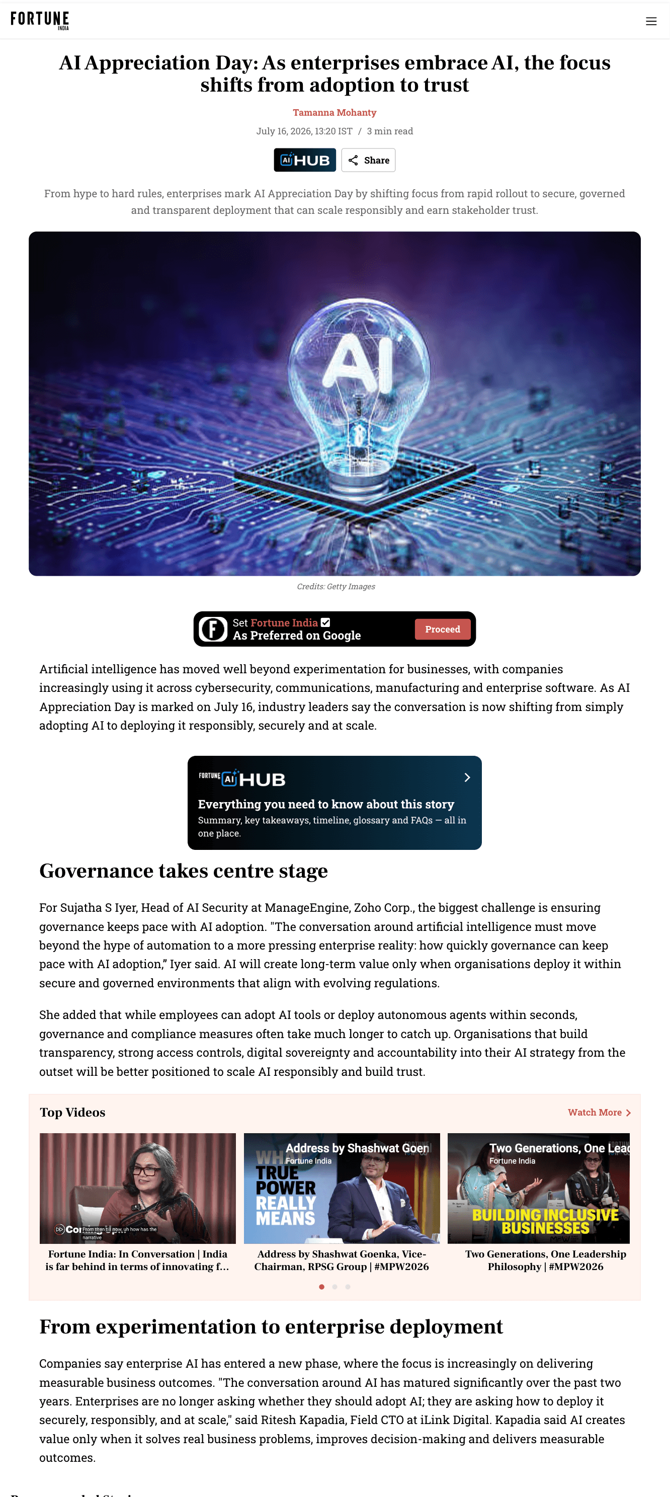 AI Appreciation Day: As enterprises embrace AI, the focus shifts from adoption to trust AI Appreciation Day: As enterprises embrace AI, the focus shifts from adoption to trust