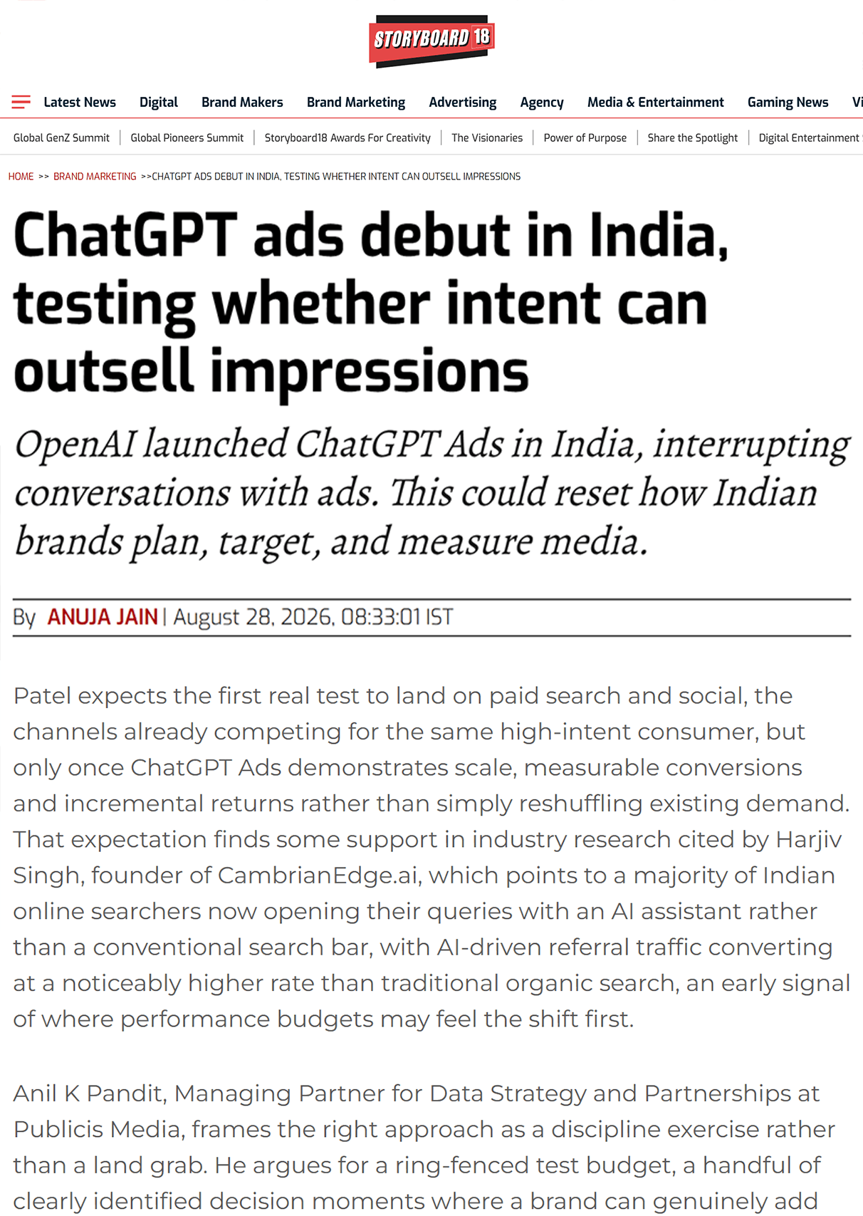 ChatGPT ads debut in India, testing whether intent can outsell impressions ChatGPT ads debut in India, testing whether intent can outsell impressions